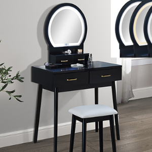 4905SET-BK CECILIA VANITY TABLE & STOOL-BLACK