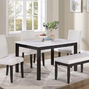 F2616 5-Pcs Dining Set Table + 3 Chairs + Bench