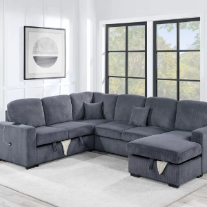 F8559 4-Piece Convertible Sectional Sleeper Sofa, Chaise Storage, Sofa Storage & USB Port