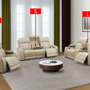 GN4638 Beige Breathing Leather 3-Piece Living Room Recliner Sofa set