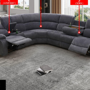 GS2762 Manual Recliner Sectional. Corduroy Charcoal grey.